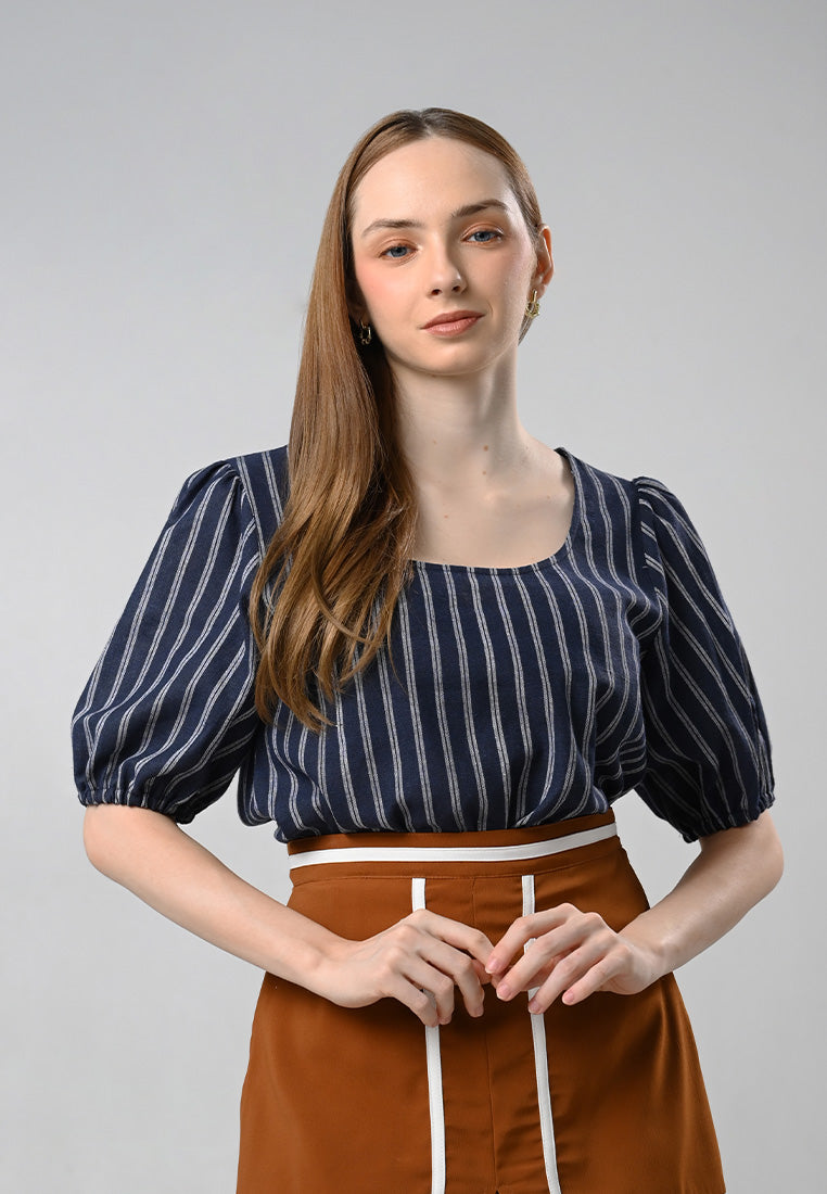 Cypress Short Sleeve Top (Navy white)