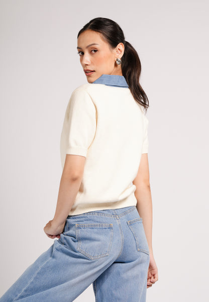 DNM Studios 2026 Dalba Short Sleeve Top (Cream)