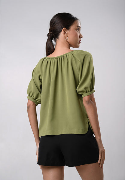 Daley Short Sleeve Top (Olive Green)