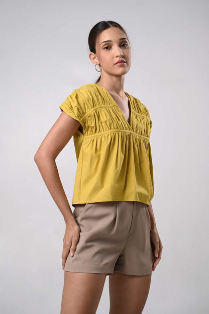 Dallas Short Sleeve Top (Mustard)