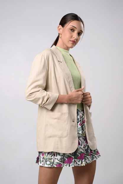 Dallaz Long Sleeve Blazer  (Khaki)