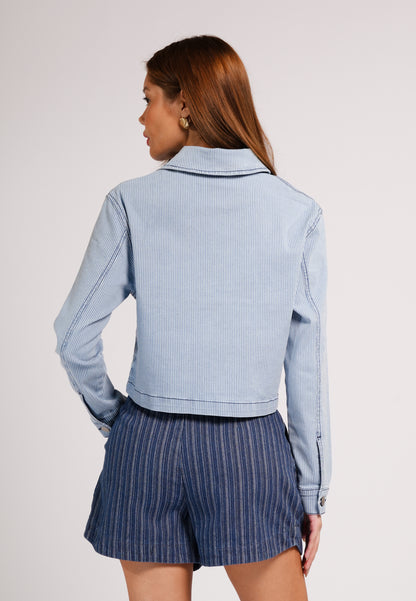 Plains & Prints DNM Studios 2026 Devon Long Sleeve Jacket Top (Striped Blue)