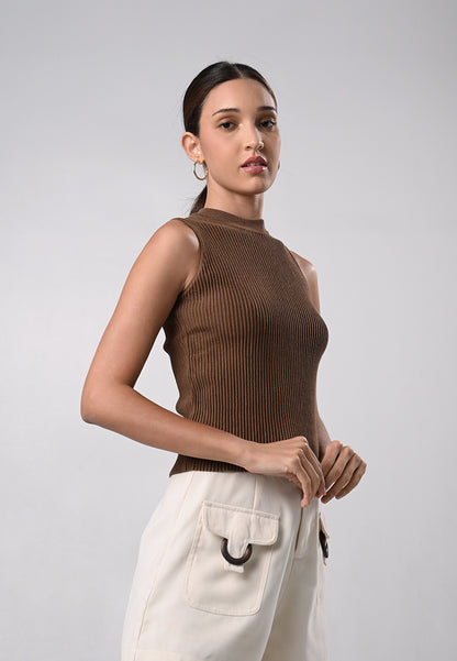 Diahna Sleeveless Top (Brown)