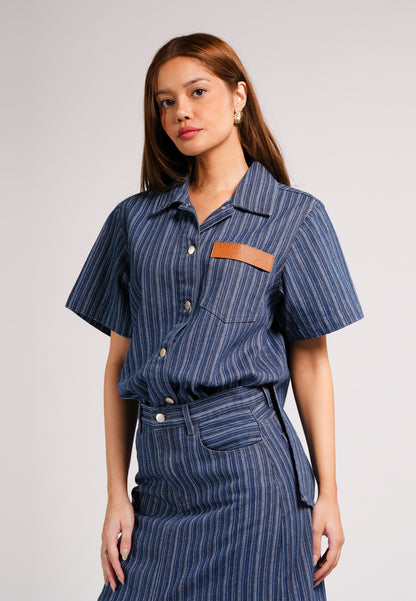 DNM Studios 2026 Dodge Short Sleeve Top (Striped Blue)