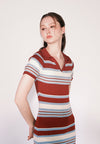 Camp Dominique Short Sleeve Dress (Striped Red)