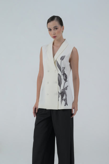 Raf Dublin Sleeveless Vest (Printed Cream)