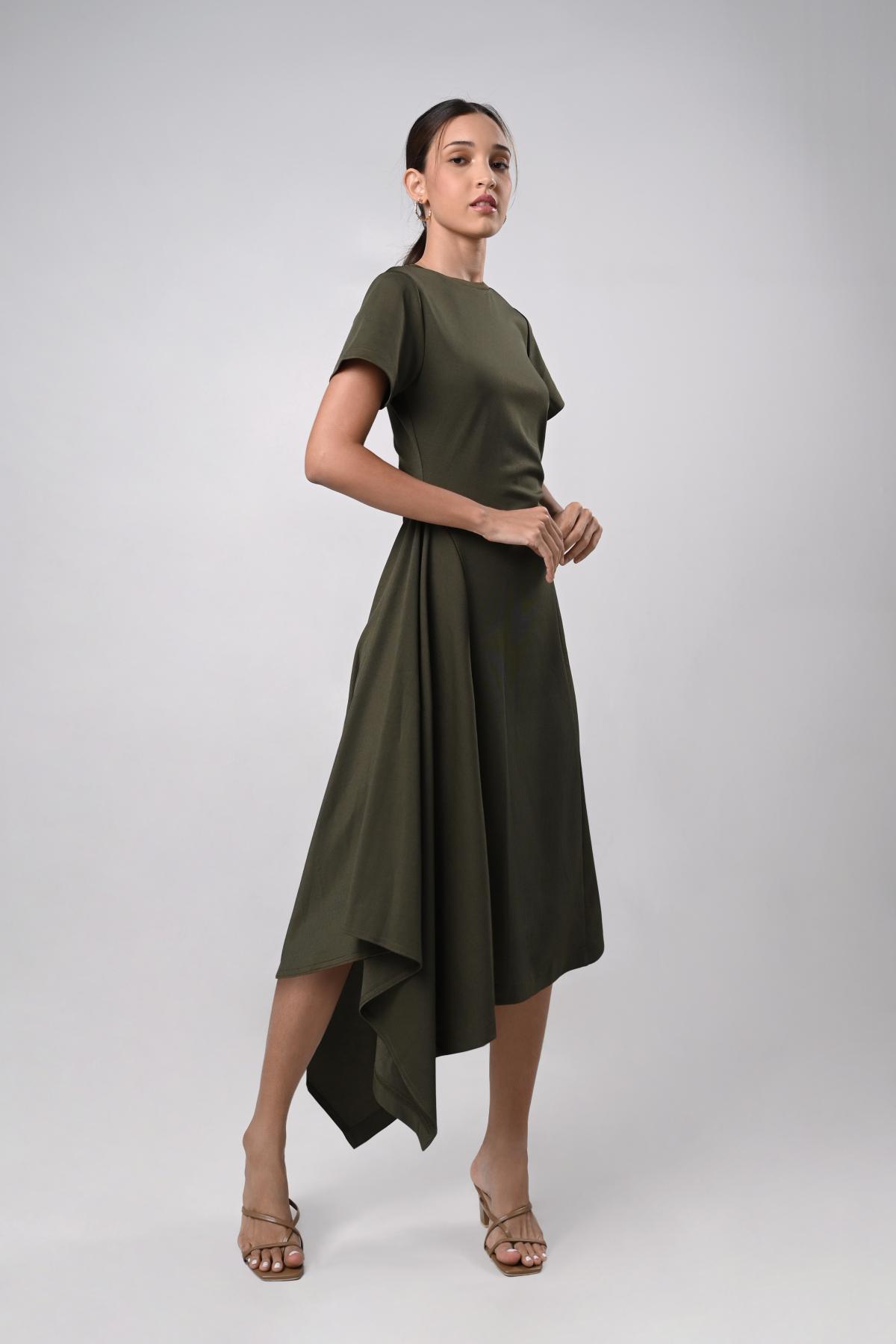 Durley Short Sleeve Dress (Olive)