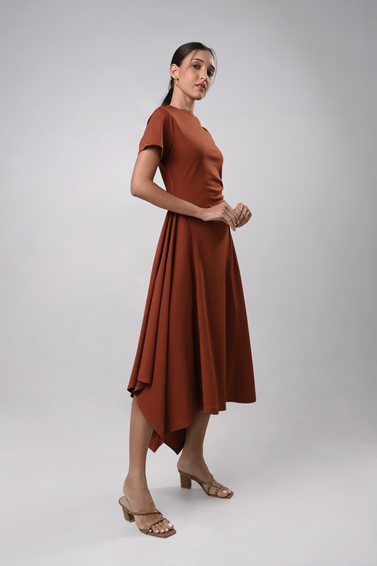 Durley Short Sleeve Dress (Rust)