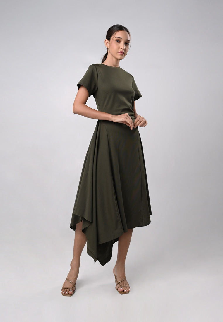 Durley Short Sleeve Dress (Olive)