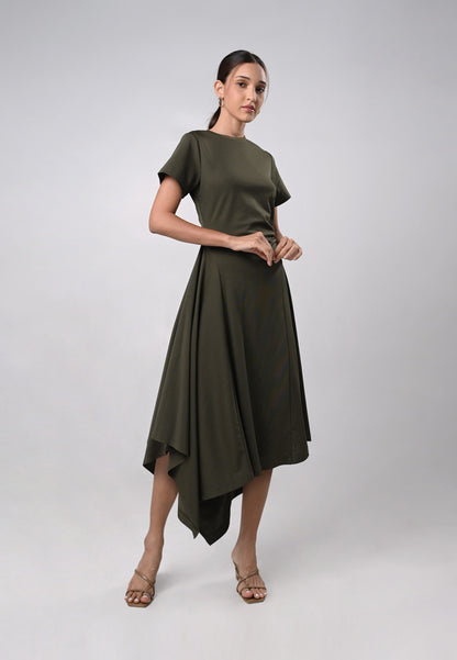Durley Short Sleeve Dress (Olive)