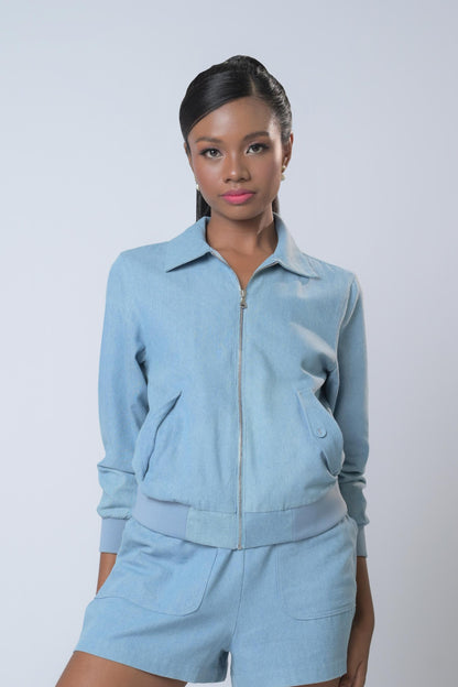 Barbie ❤ Plains & Prints Earnest Long Sleeve Jacket (Chambray)