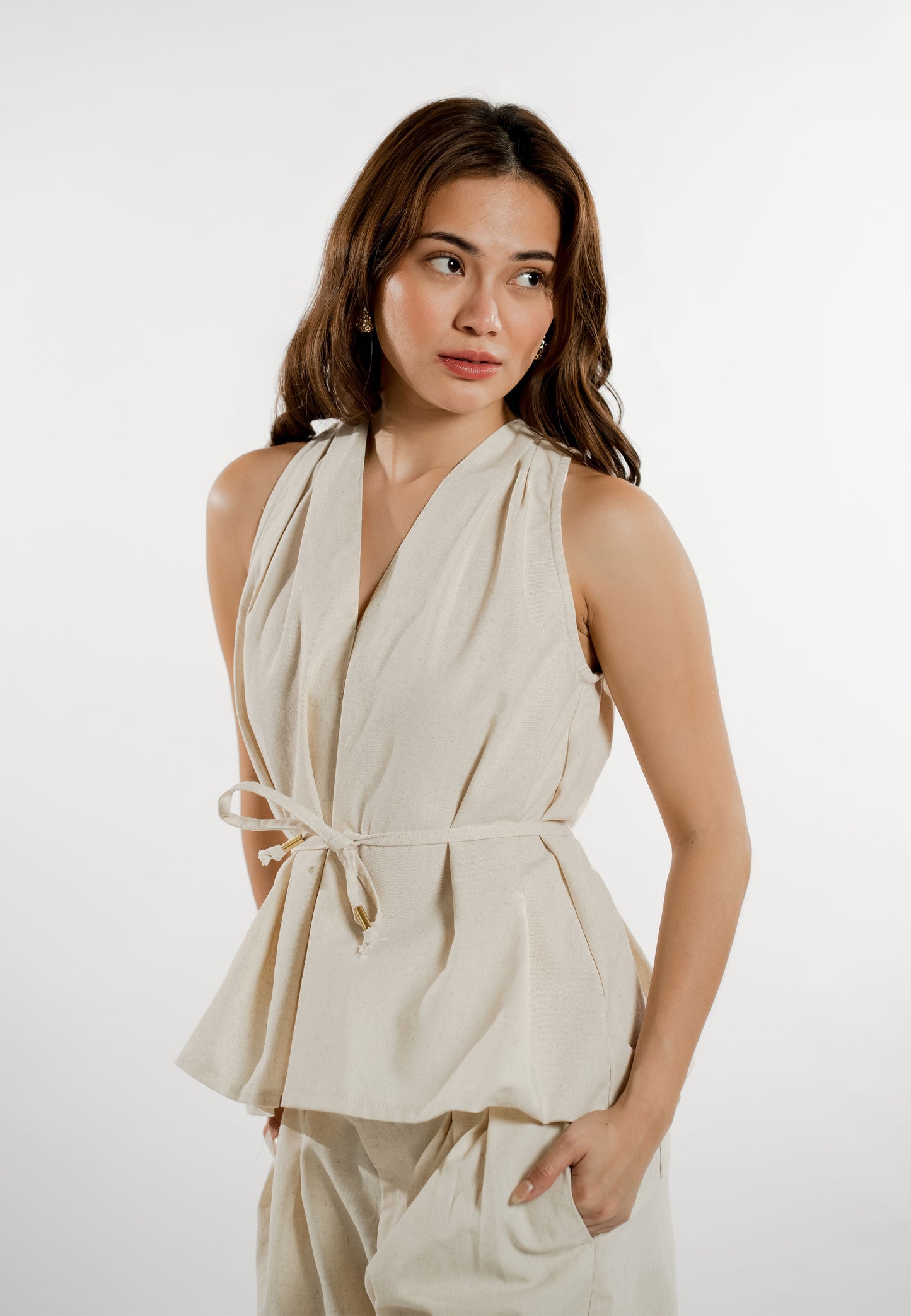 Elysia Sleeveless Top (Cream)