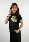 Erwyn Short Sleeve Shirt Top (Spot Print Black)