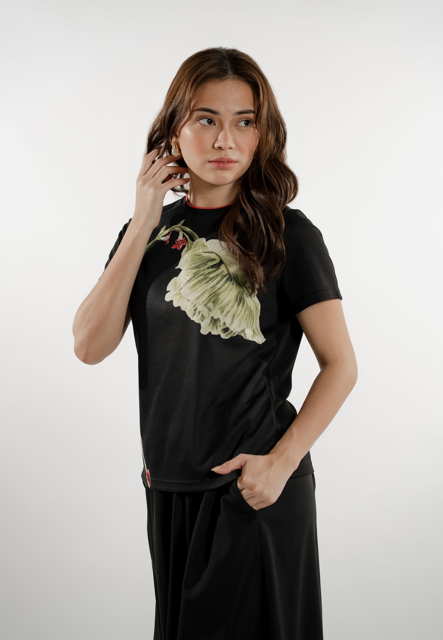 Erwyn Short Sleeve Shirt Top (Spot Print Black)