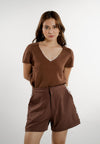 Eshal Short Sleeve Top (Brown)