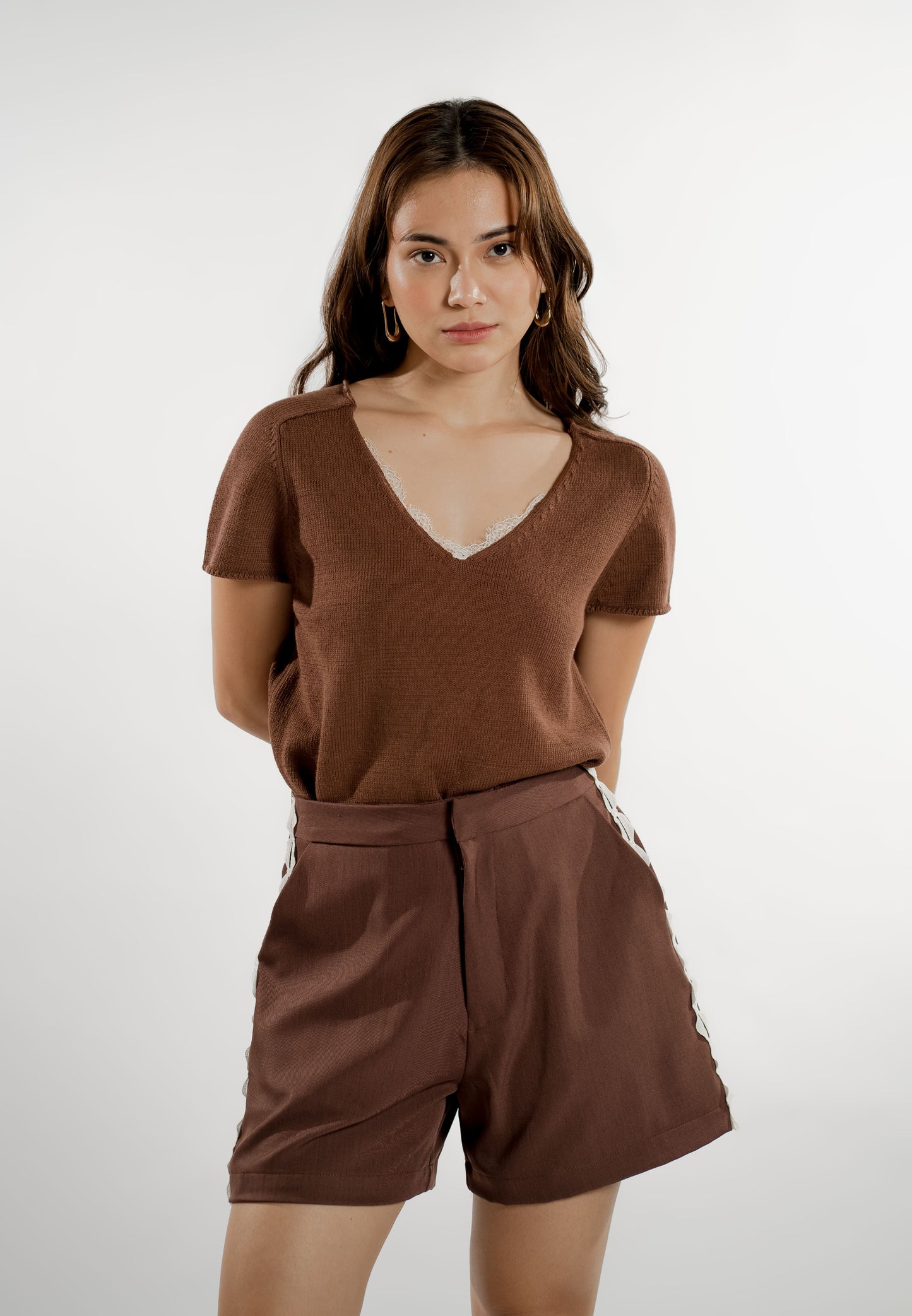 Eshal Short Sleeve Top (Brown)