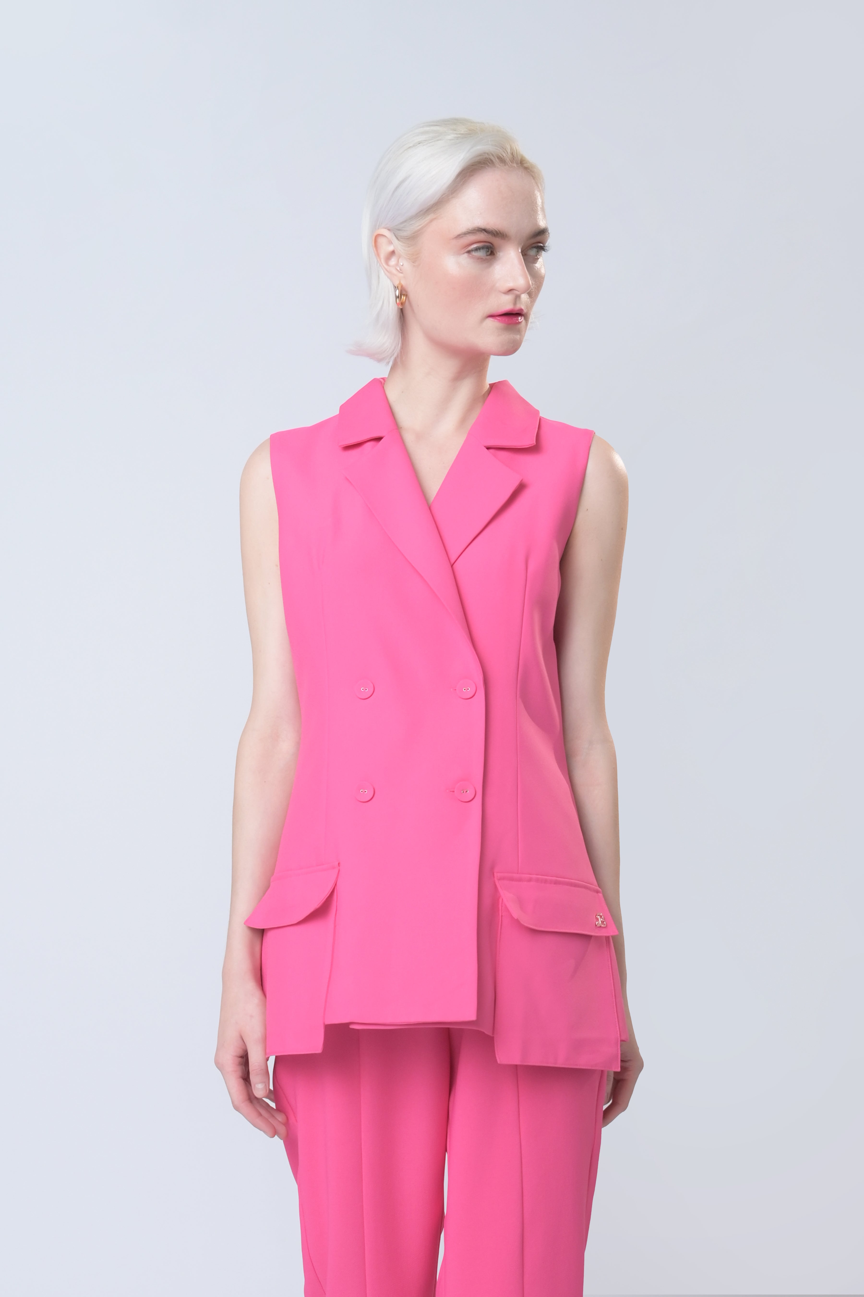 Pink sleeveless vest store