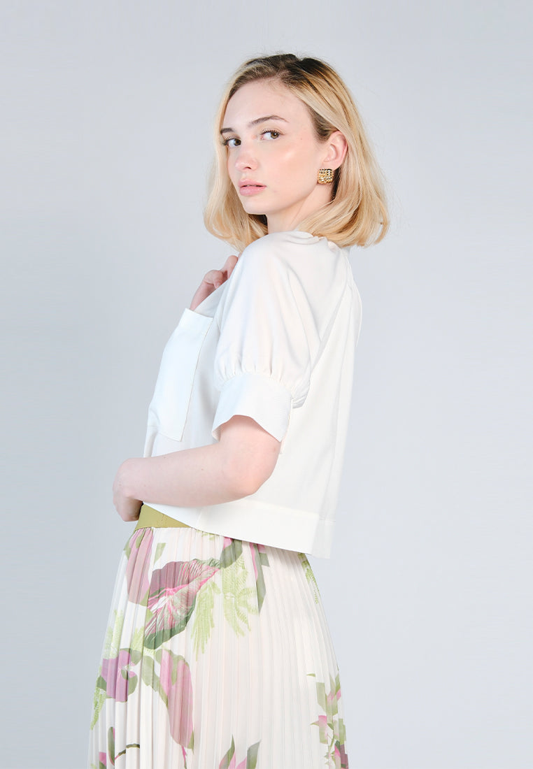 Nobleza Fabia Short Sleeve Top (Off-white)