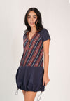 Fabrizia Short Sleeve Dress (Striped Navy)