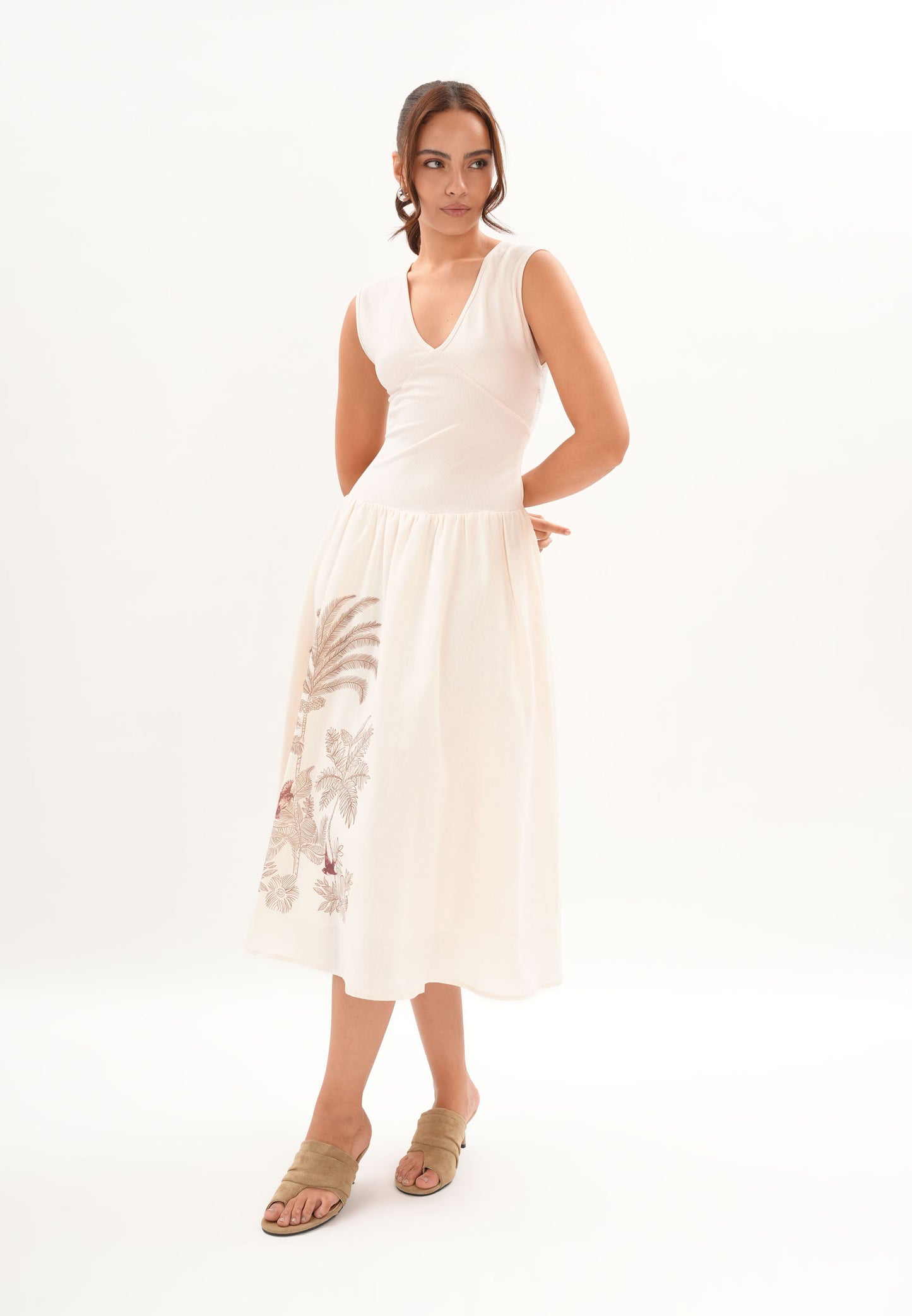Famine Sleeveless Dress (Spot Print Cream)