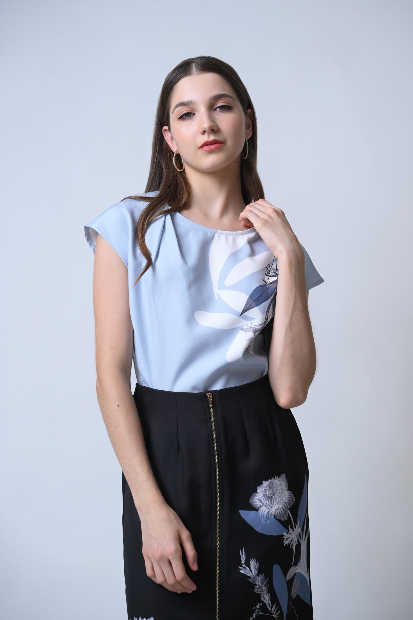 Fancy Short Sleeve Top (Blue)