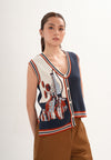 Farah Sleeveless Top (Spot Print Navy)