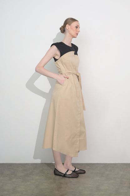 Raf Fargo Sleeveless Dress (Blk/Khak)