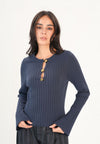 Farida Long Sleeve Top (Navy)