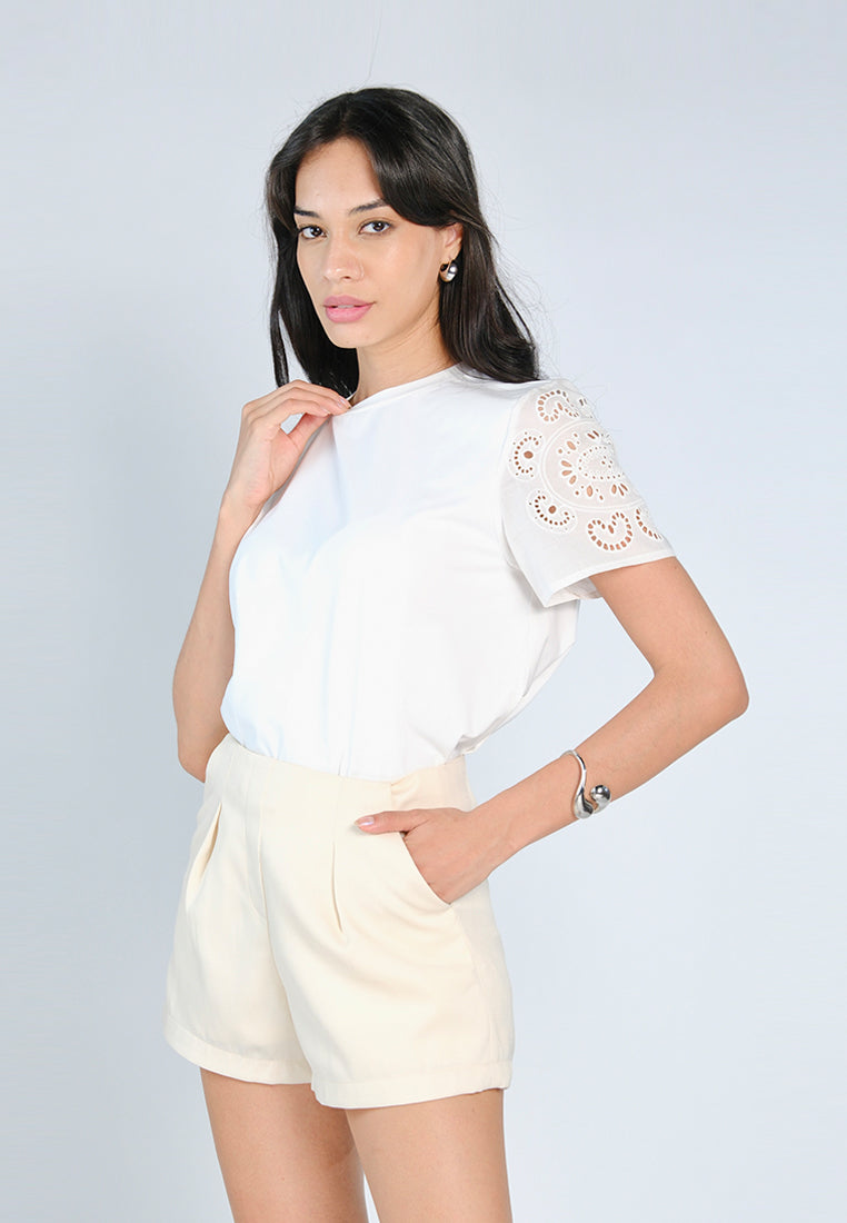 Nobleza Faura Short Sleeve Top (Off-white)