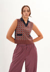 Feign Sleeveless Top (Printed Maroon)