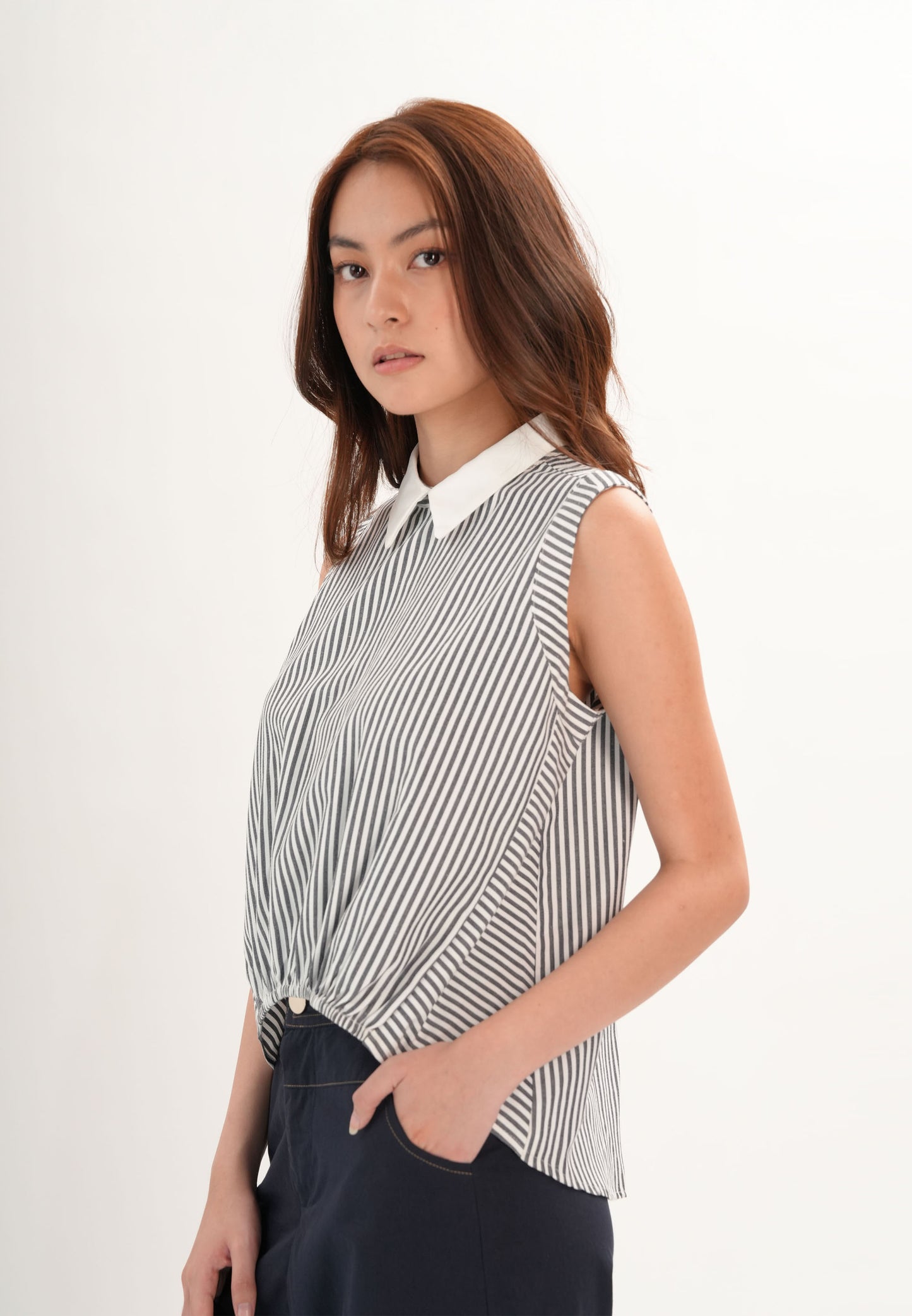 Fendor Sleeveless Top (Striped Black)
