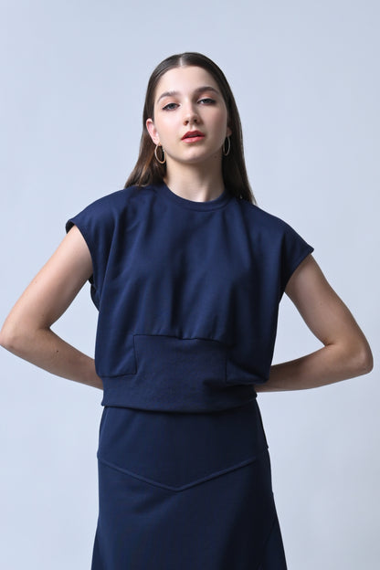 Ferris Short Sleeve Top (Navy)