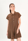 Fiadh Short Sleeve Dress (Brown)