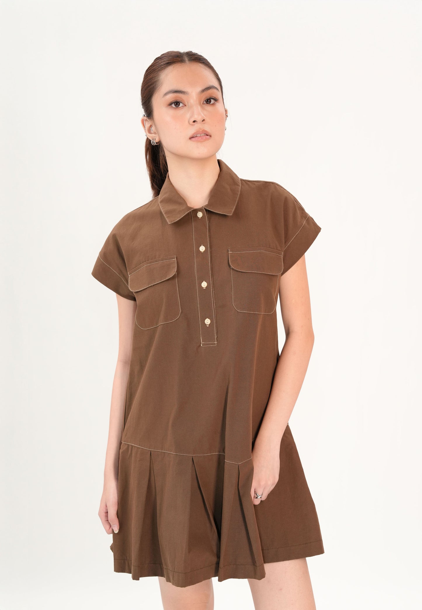 Fiadh Short Sleeve Dress (Brown)
