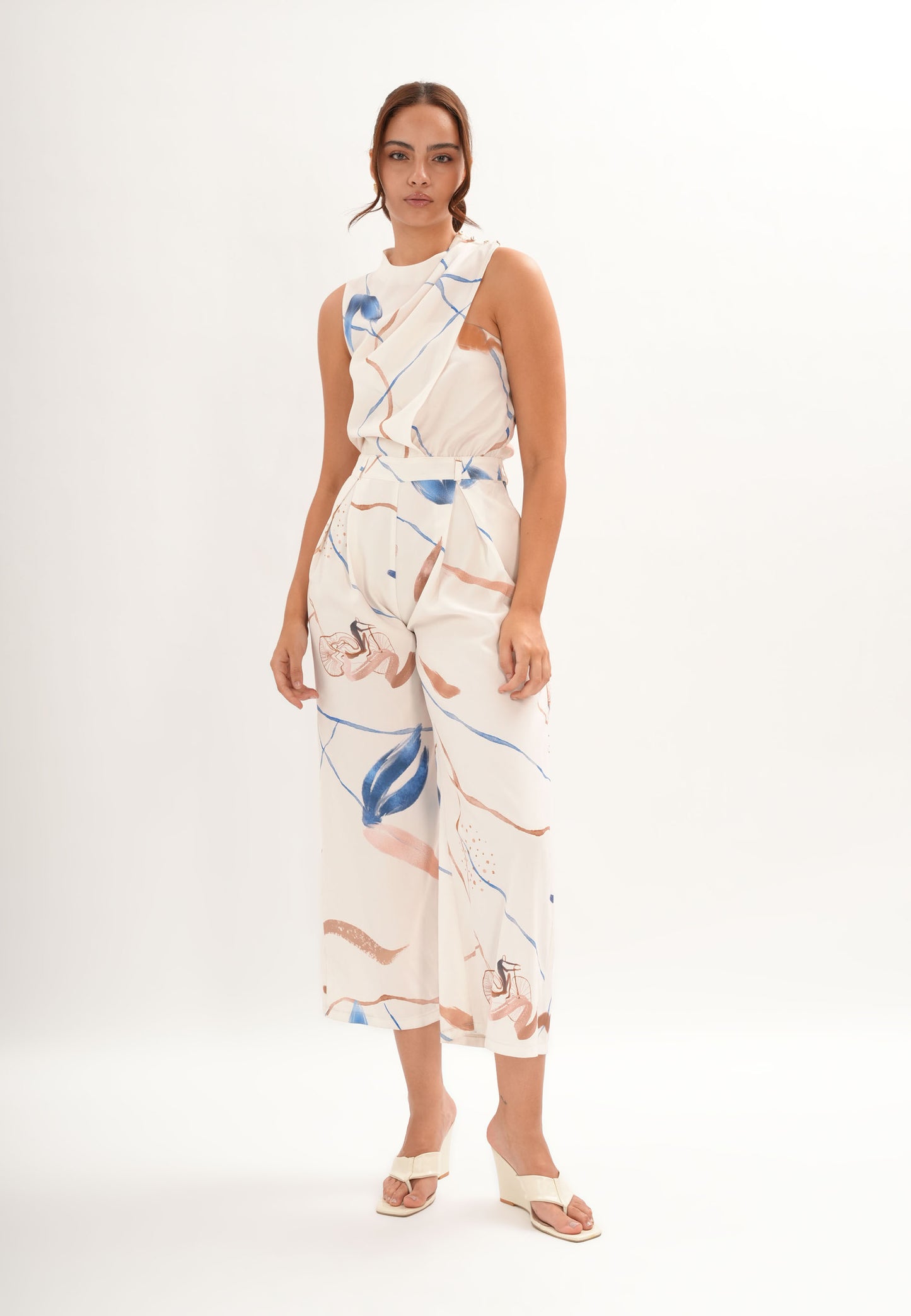 Fiasco Sleeveless Pantsuit (Printed Cream)