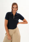 Fionn Short Sleeve Top (Navy)