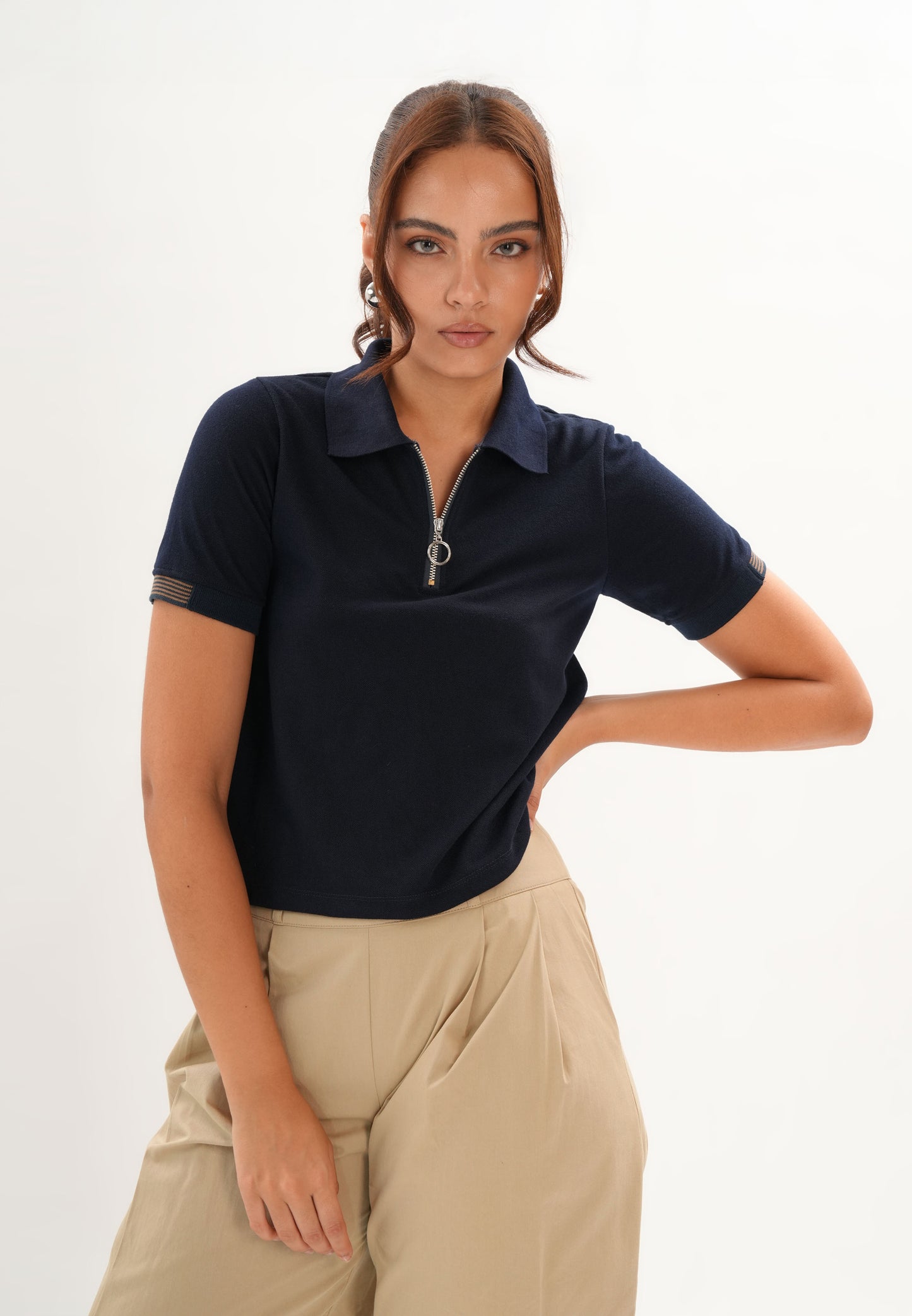 Fionn Short Sleeve Top (Navy)