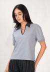 Fiony Short Sleeve Top (Dark Blue)