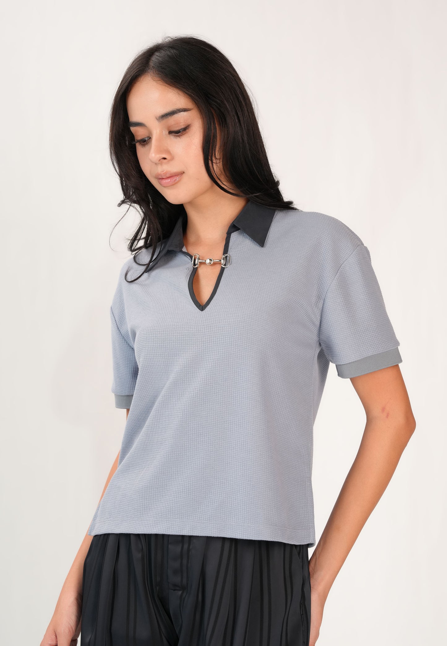 Fiony Short Sleeve Top (Dark Blue)