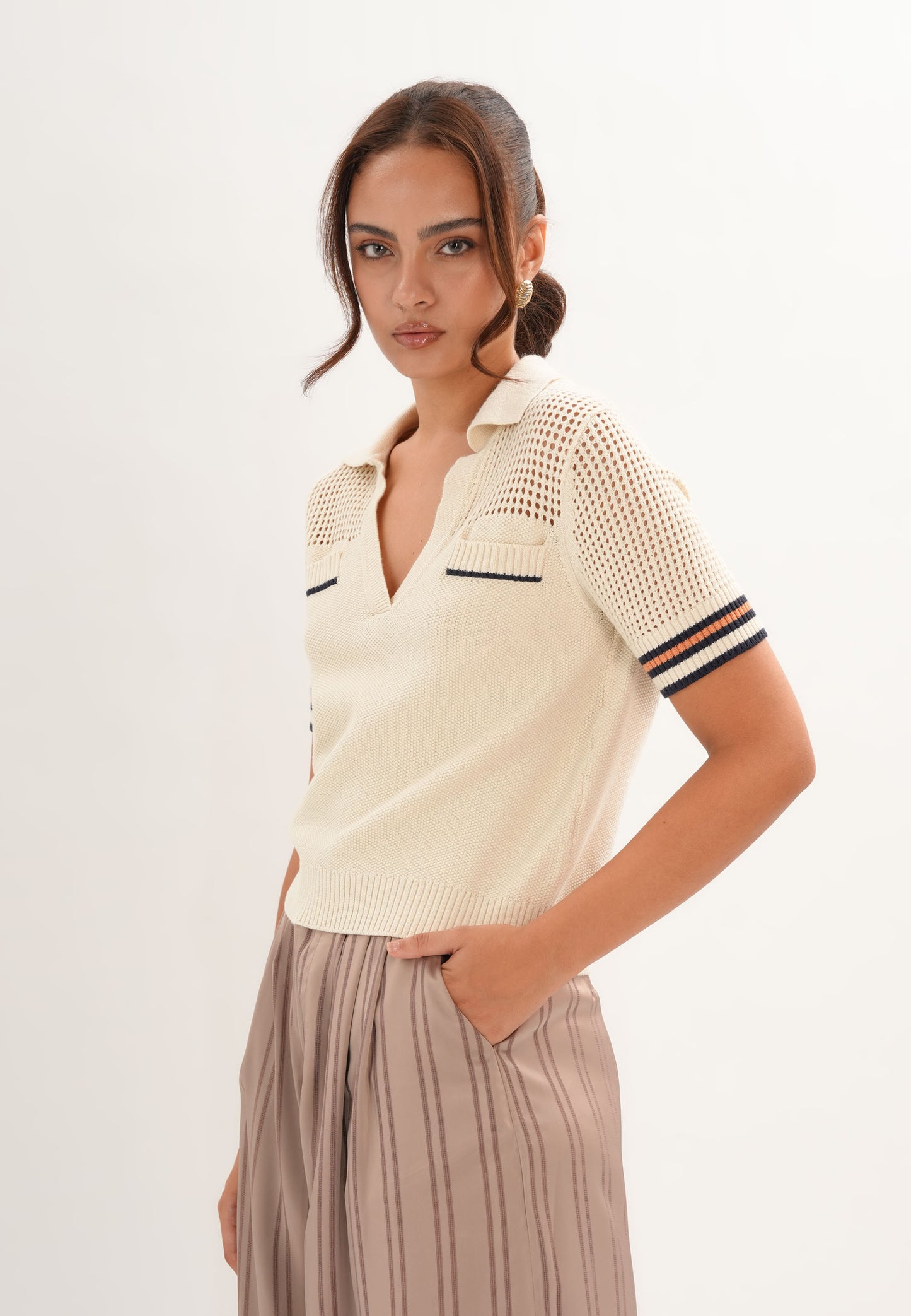 Fishel Short Sleeve Top (Cream)