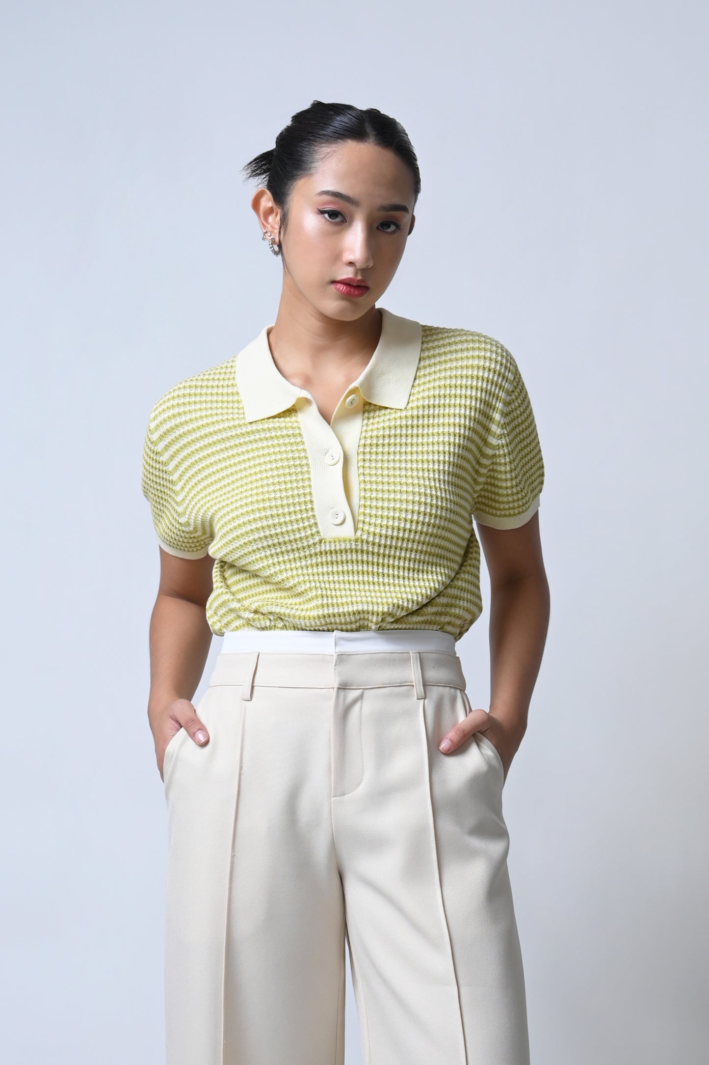 Fisher Short Sleeve Top (Lime/Cream)