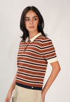 Fixy Short Sleeve Top (Striped Brown)