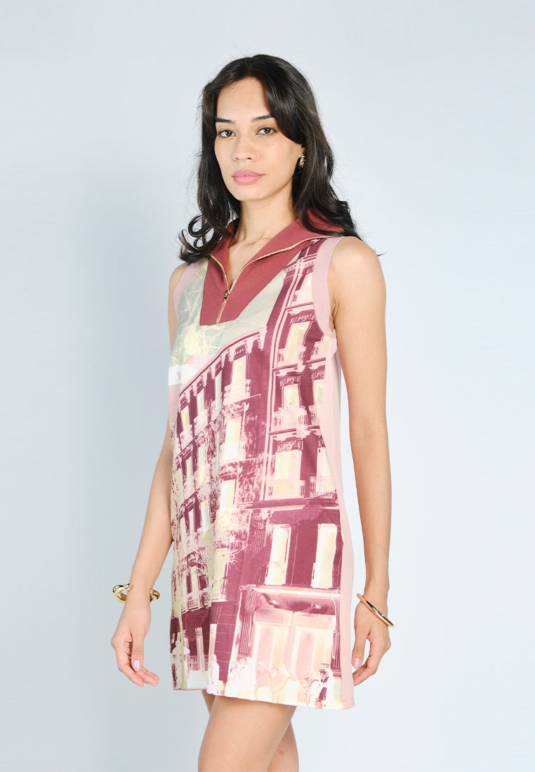 Nobleza Flamingo Sleeveless Dress (Multi)