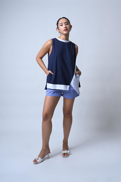 Flux Sleeveless Playsuit  (Indigo)