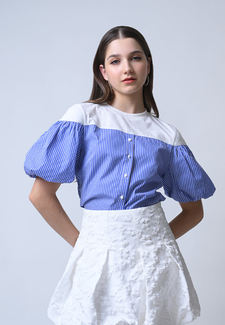 Flux Short Sleeve Top (White/Blue)