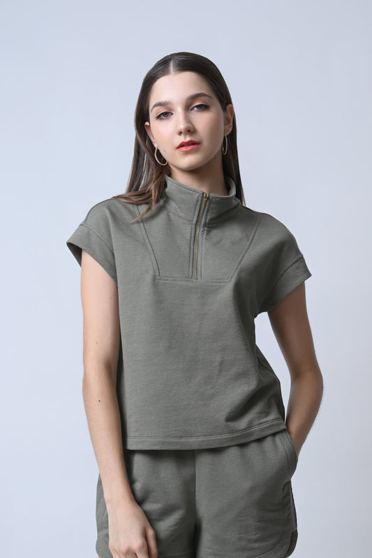 Foster Short Sleeve Top (Olive)