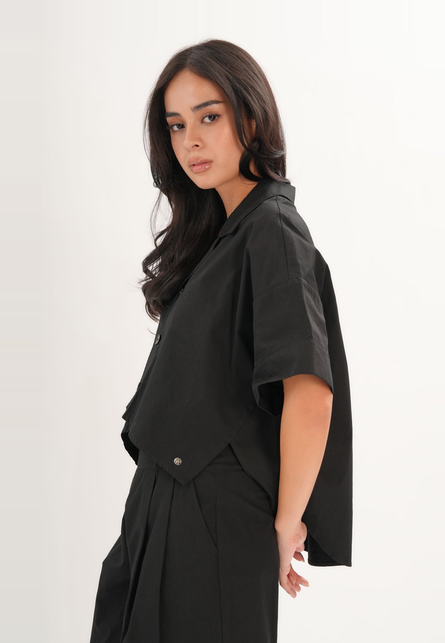Foxy Quarter Sleeve Top (Black)