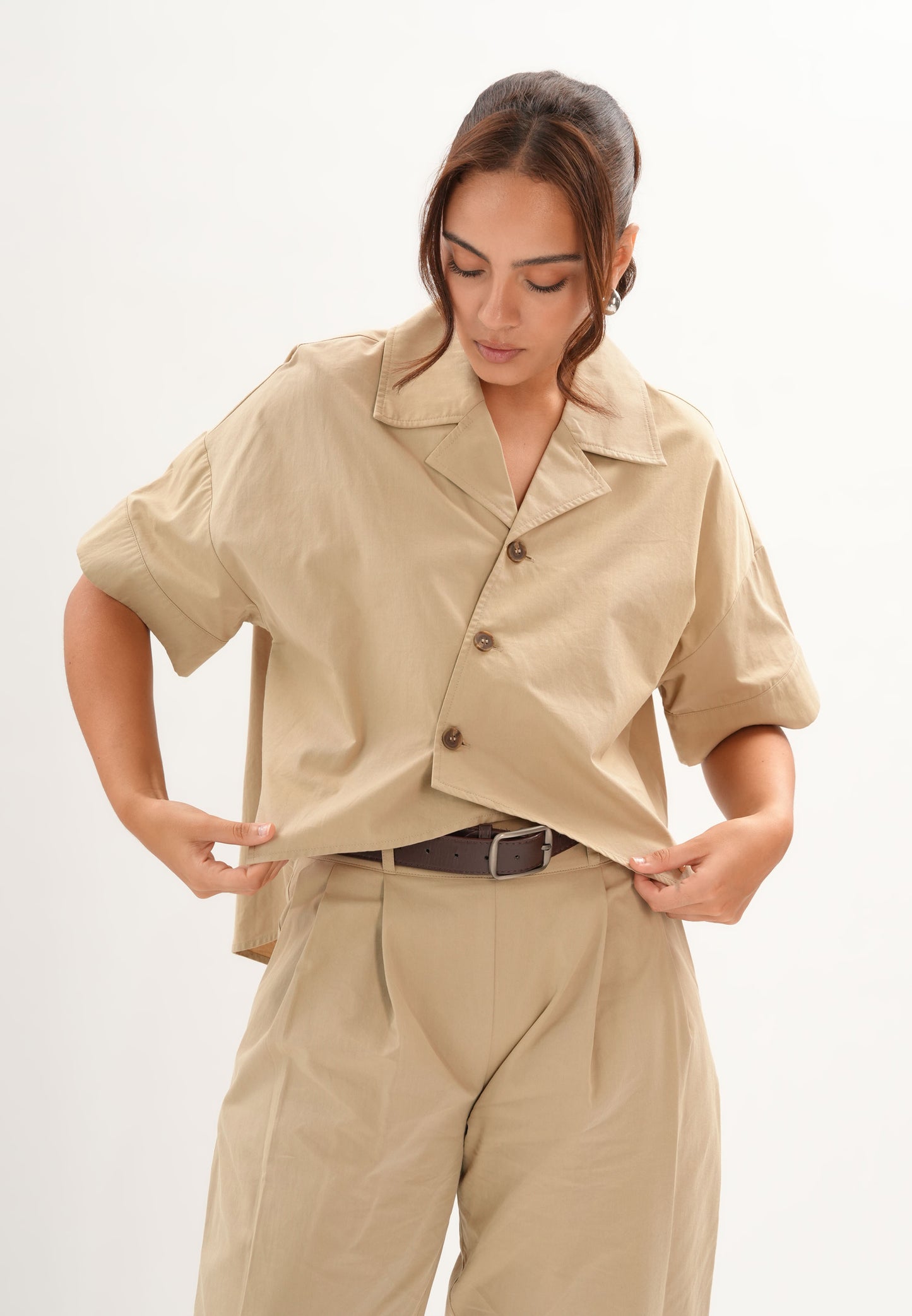 Foxy Quarter Sleeve Top (Khaki)