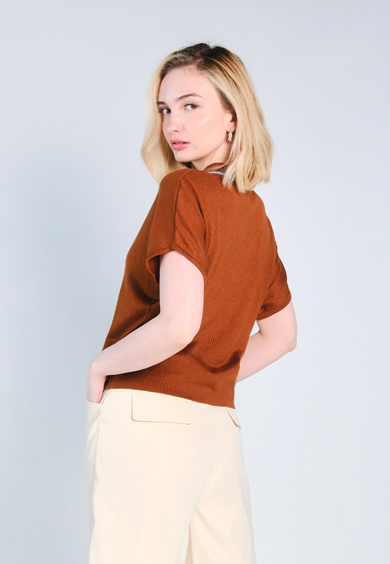 Nobleza Frazer Short Sleeve Top (Brown)