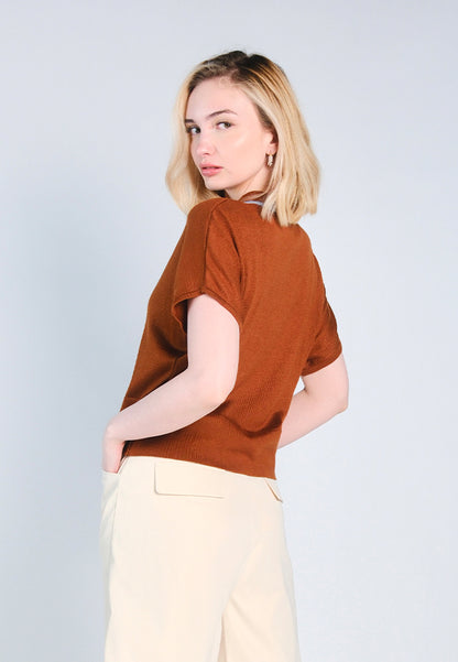 Nobleza Frazer Short Sleeve Top (Brown)